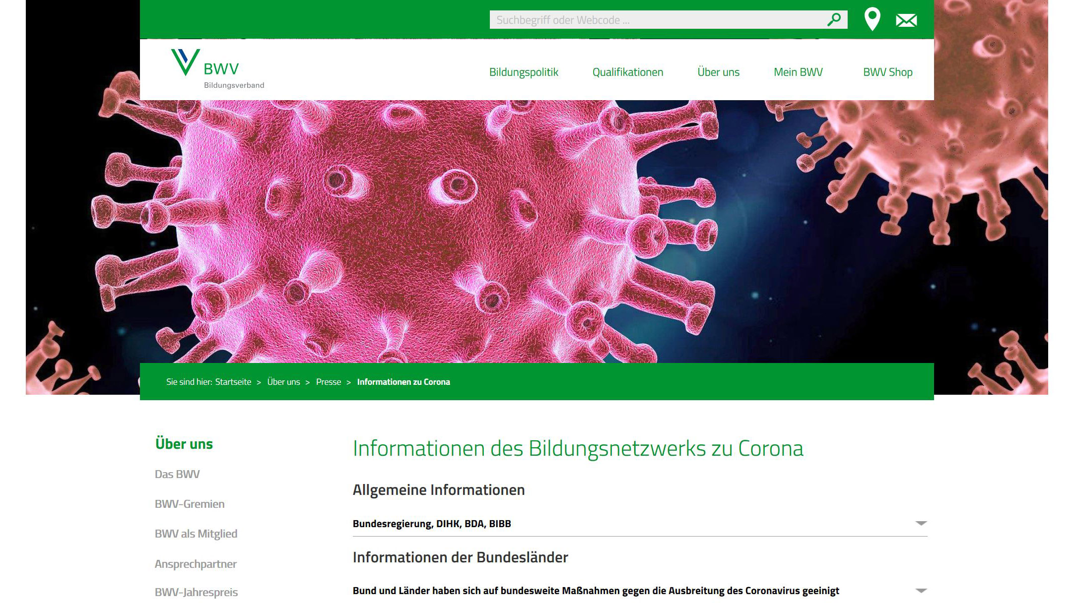 Corona-Pandemie: BWV Bildungsverband bündelt Infos zur beruflichen Bildung